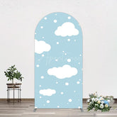 Aperturee - Aperturee Blue White Cloud Hot Air Balloon Party Arch Backdrop